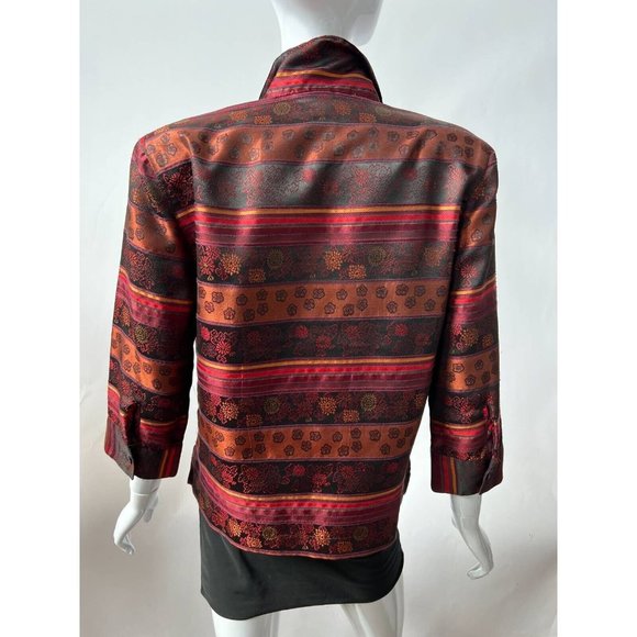 Stonebridge Womens Jacket Coat Multicolor Floral Stripe Pocket 3/4 Sleeve S - Picture 2 of 12